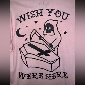 Wish You Were Here long sleeve pink top M